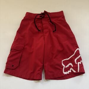 Vintage Fox Racing Boardshorts Mens 28 Red 90s 00s Moto Beach Lake‎ Surf Y2K
